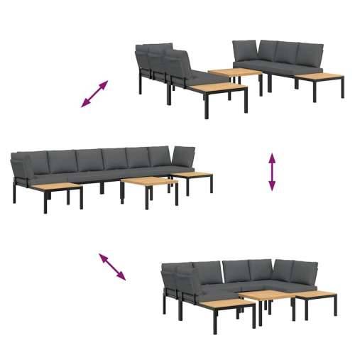 Vrtna garnitura - 5-dijelni set vrtnih sofa s jastucima crni aluminijski Cijena