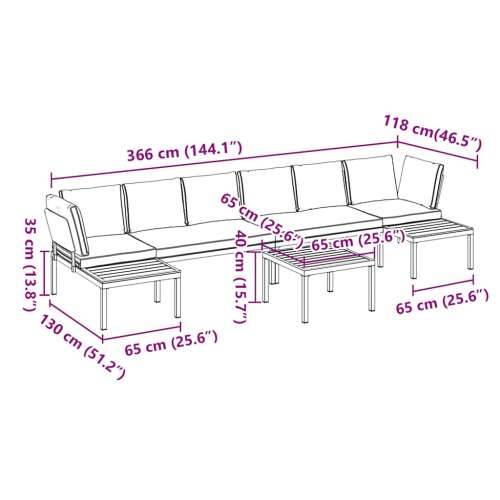 Vrtna garnitura - 5-dijelni set vrtnih sofa s jastucima crni aluminijski Cijena