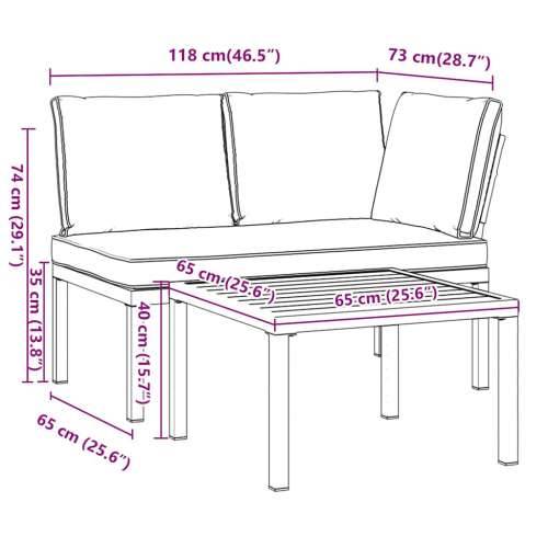 Vrtna garnitura - 2-dijelni set vrtnih sofa s jastucima crni aluminijski Cijena