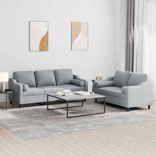 2-dijelni set sofa s jastucima svjetlosivi od tkanine - Svjetlosiva s jastučićima Cijena