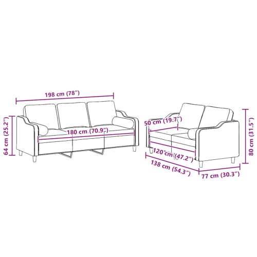 2-dijelni set sofa s jastucima svjetlosivi od tkanine - Svjetlosiva s jastučićima Cijena