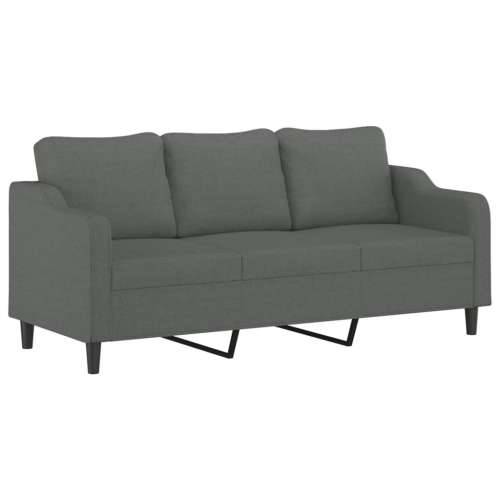 3-dijelni set sofa s jastucima tamnosivi od tkanine - Tamno siva s jastucima i tabureom Cijena