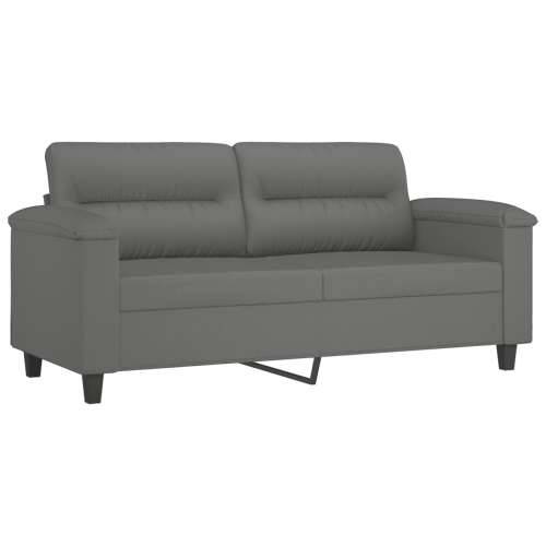 3-dijelni set sofa s jastucima tamnosivi od mikrovlakana - Tamno siva S osloncem za noge Cijena