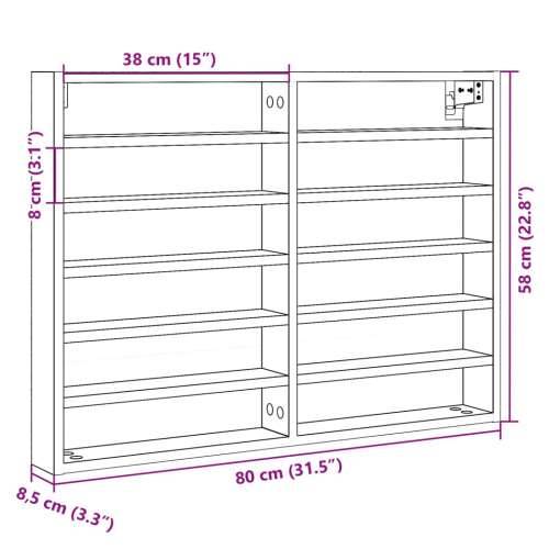 Vitrina boja smeđeg hrasta 80x8,5x58 cm od konstruiranog drva - Smeđi hrast 80 x 8.5 x 58 cm 1 Cijena