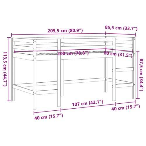Dječji krevet na kat s ljestvama voštanosmeđi 80x200cm borovina - Voštano smeđa 80 x 200 cm Cijena