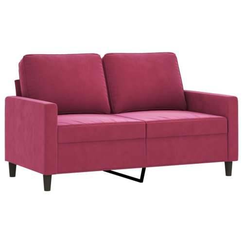 3-dijelni set sofa s jastucima crvena boja vina baršunasti - boja crnog vina s jastučićima i tabureom Cijena