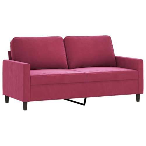 3-dijelni set sofa s jastucima crvena boja vina baršunasti - boja crnog vina s jastučićima i tabureom Cijena