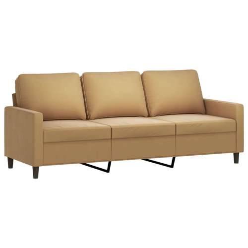 3-dijelni set sofa s jastucima smeđi baršunasti - Smeđa s jastučićima i tabureom Cijena