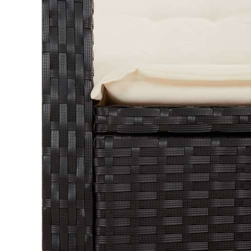 Vrtna garnitura - 5-dijelni vrtni blagovaonski set s jastucima od poliratana crni - Crna 80 x 80 x 74 cm bez podignute noge 4 Cijena