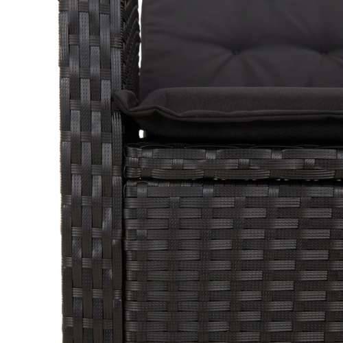 Vrtna garnitura - 3-dijelni vrtni blagovaonski set s jastucima od poliratana crni - 80 x 80 x 74 cm Bez naslona za noge 2 Cijena