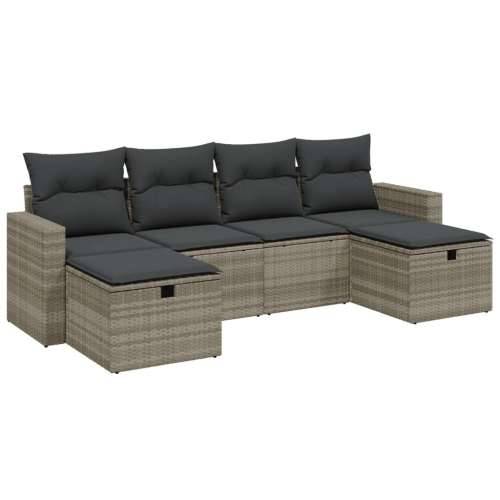 Vrtna garnitura - 6-dijelni set vrtnih sofa od poliratana s jastucima svjetlosivi - Svjetlosiva bez spremišta 1 Cijena