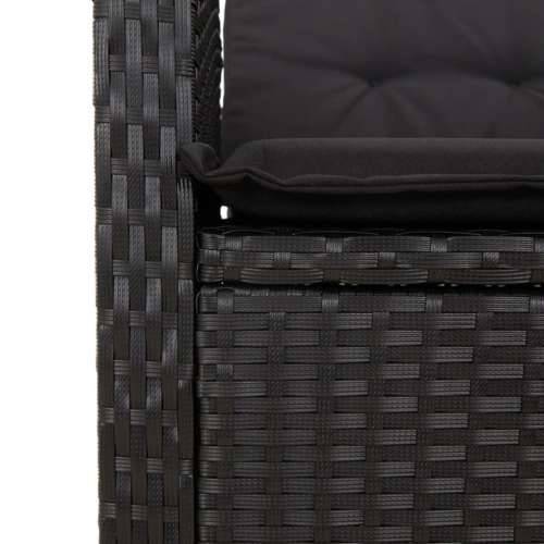 Vrtna garnitura - 3-dijelni vrtni blagovaonski set s jastucima od poliratana crni - 80 x 80 x 74 cm Bez naslona za noge 2 Cijena