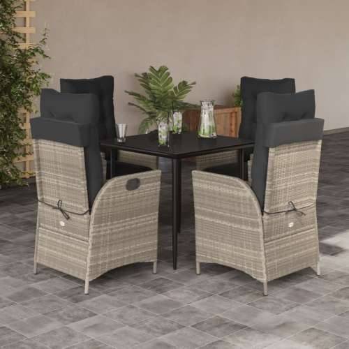 Vrtna garnitura - 5-dijelni vrtni blagovaonski set od poliratana s jastucima sivi - 80 x 80 x 74 cm Bez naslona za noge 4 Cijena