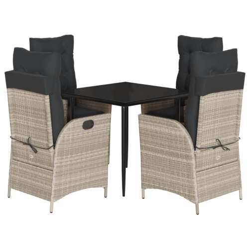 Vrtna garnitura - 5-dijelni vrtni blagovaonski set od poliratana s jastucima sivi - 80 x 80 x 74 cm Bez naslona za noge 4 Cijena