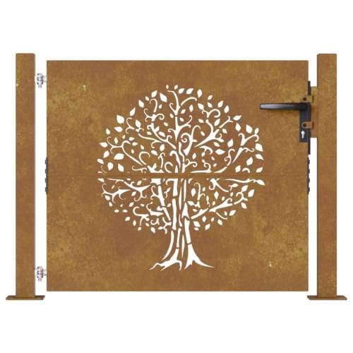 Dvorišna vrata - Vrtna vrata 105 x 80 cm od čelika COR-TEN s uzorkom stabla - 105 x 80 cm Cijena