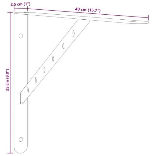 Nosači za police 4 kom 40x2,5x25 cm srebrni nehrđajući čelik - Crna 40 x 2.5 x 25 cm 1 Cijena