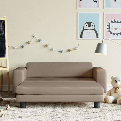 Dječja sofa s tabureom cappuccina 100x50x30 cm od umjetne kože - Boja cappuccina Cijena