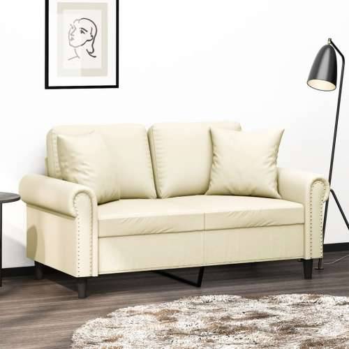 Dvosjed s ukrasnim jastucima Krem 120 cm od umjetne kože - Krema 120 cm Cijena