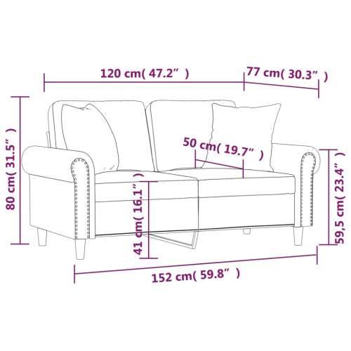Dvosjed s ukrasnim jastucima Krem 120 cm od umjetne kože - Krema 120 cm Cijena