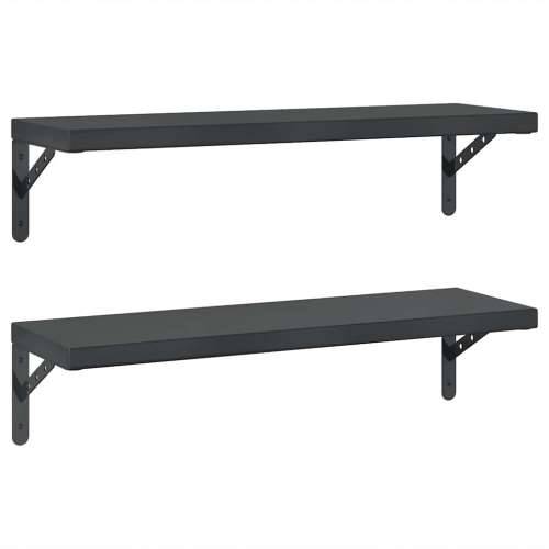 Zidne police 2 kom 75 x 23,5 cm crne nehrđajući čelik - Crna 75 x 23.5 cm 1 Cijena