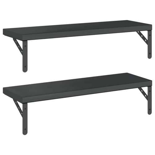 Zidne police 2 kom 75 x 23,5 cm crne nehrđajući čelik - Crna 75 x 23.5 cm 1 Cijena