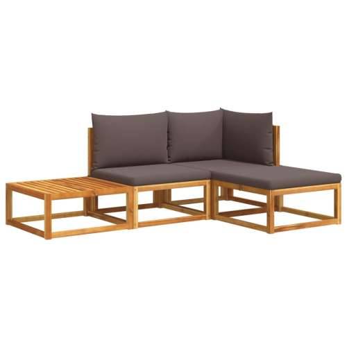 Vrtna garnitura - 4-dijelni set vrtnih sofa s jastucima masivno bagremovo drvo - Siva 1 kutna + srednja + tabure + stol Cijena