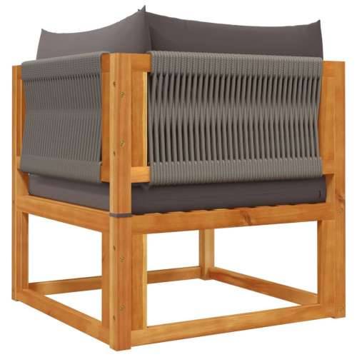 Vrtna garnitura - 4-dijelni set vrtnih sofa s jastucima masivno bagremovo drvo - Siva 1 kutna + srednja + tabure + stol Cijena