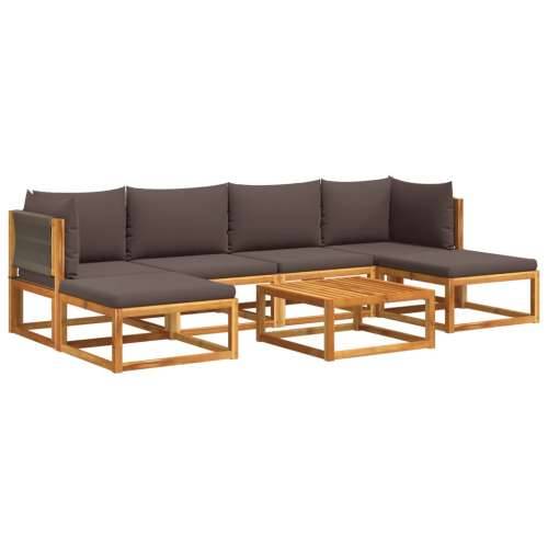 Vrtna garnitura - 7-dijelni set vrtnih sofa s jastucima masivno bagremovo drvo - Siva 1 2x kutna + 2x srednja + 2x tabure + stol Cijena