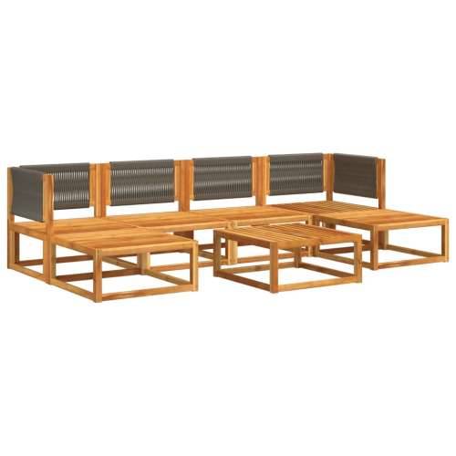 Vrtna garnitura - 7-dijelni set vrtnih sofa s jastucima masivno bagremovo drvo - Siva 1 2x kutna + 2x srednja + 2x tabure + stol Cijena