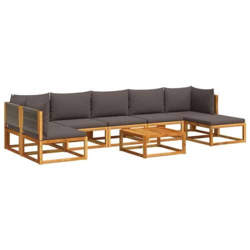 8-dijelna set vrtnih sofa s jastucima masivno bagremovo drvo - Siva 1 2x kutna + 4x srednja + tabure + stol Cijena