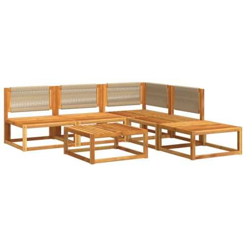 6-dijelna set vrtnih sofa s jastucima masivno bagremovo drvo - Krema 1 kutna + 3x srednja + tabure + stol Cijena