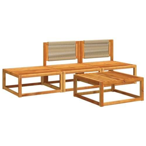 Vrtna garnitura - 2-dijelni set vrtnih sofa s jastucima masivno bagremovo drvo Krema 1 2x srednja + tabure + stol Cijena