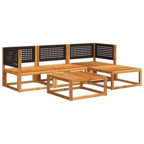 5-dijelna set vrtnih sofa od masivnog drva bagrema s jastucima - Crna i krem 2x kutna + srednja + tabure + stol 1 Cijena