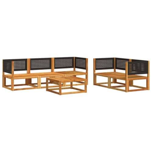 6-dijelna set vrtnih sofa s jastucima masivno bagremovo drvo - Crna i krem 4x kutna + srednja + stol 1 Cijena