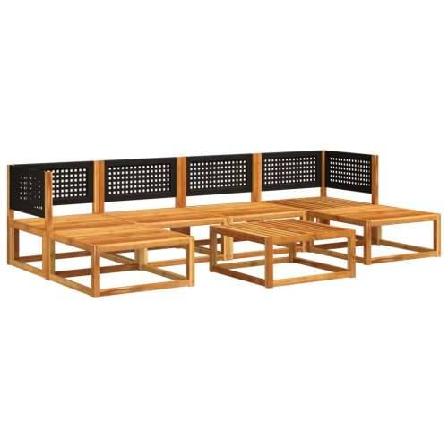 Vrtna garnitura - 7-dijelni set vrtnih sofa s jastucima masivno bagremovo drvo - Crna i krem 2x kutna + 2x srednja + 2x tabure + Cijena