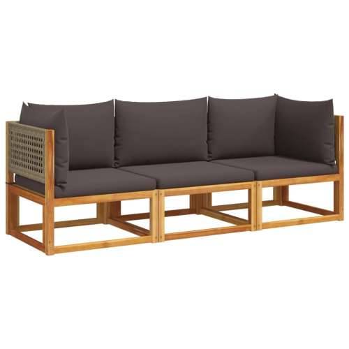 3-dijelna set vrtnih sofa s jastucima masivno bagremovo drvo - Siva Trosjedi 1 Cijena
