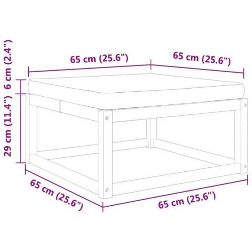 Vrtni tabure s jastukom 65x65x29 cm od masivnog drva bagrema - Siva 1 naslon za noge Cijena