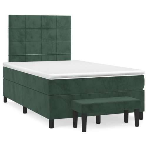Krevet box spring s madracem tamnozeleni 120x190 cm baršunasti - Tamnozelena 120 x 190 cm Blok s kvadratima Cijena
