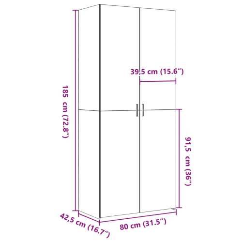 Visoka komoda siva boja betona 80 x 42,5 x 185 cm drvena - Beton siva 1 Cijena