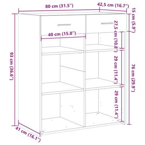 Komoda boja dimljenog hrasta 80x42,5x93 cm konstruirano drvo Dimljeni hrast 1 Cijena