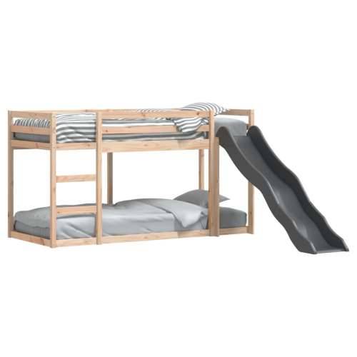 Krevet na kat s toboganom i ljestvama 90x200 cm od borovine - Prirodna 90 x 200 cm Cijena