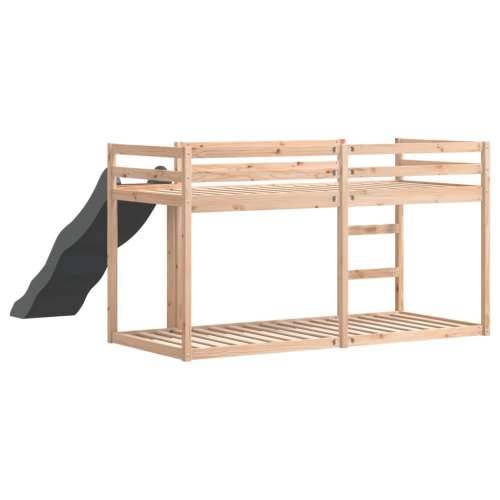 Krevet na kat s toboganom i ljestvama 90x200 cm od borovine - Prirodna 90 x 200 cm Cijena