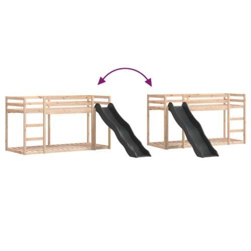 Krevet na kat s toboganom i ljestvama 90x200 cm od borovine - Prirodna 90 x 200 cm Cijena