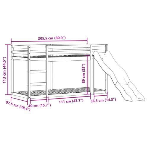 Krevet na kat s toboganom i ljestvama 90x200 cm od borovine - Prirodna 90 x 200 cm Cijena