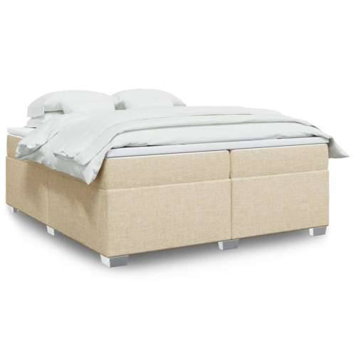 Krevet s oprugama i madracem krem 200 x 200 cm od tkanine - Krema 200 x 200 cm Cijena