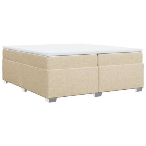 Krevet s oprugama i madracem krem 200 x 200 cm od tkanine - Krema 200 x 200 cm Cijena