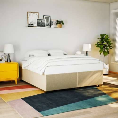 Krevet s oprugama i madracem krem 200 x 200 cm od tkanine - Krema 200 x 200 cm Cijena