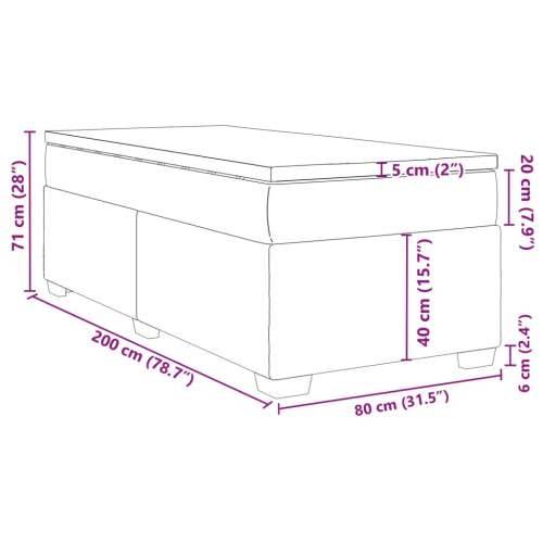 Box spring krevet s madracem tamnosivi 80 x 200 cm baršunasti - Tamno siva 80 x 200 cm Cijena