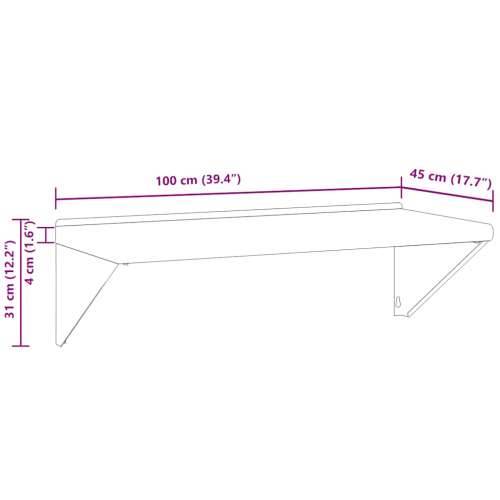 Zidna polica 100 x 45 x 31 cm srebrna od nehrđajućeg čelika - 100 x 45 x 31 cm 1 Cijena