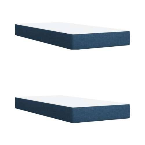 Krevet s oprugama i madracem plavi 200 x 200 cm od tkanine - Plava 200 x 200 cm Gladak dizajn Cijena